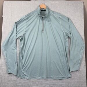 Swannies Pullover Mens 2XL Blue Green 1/4 Zip Performance Golf Shirt Long Sleeve